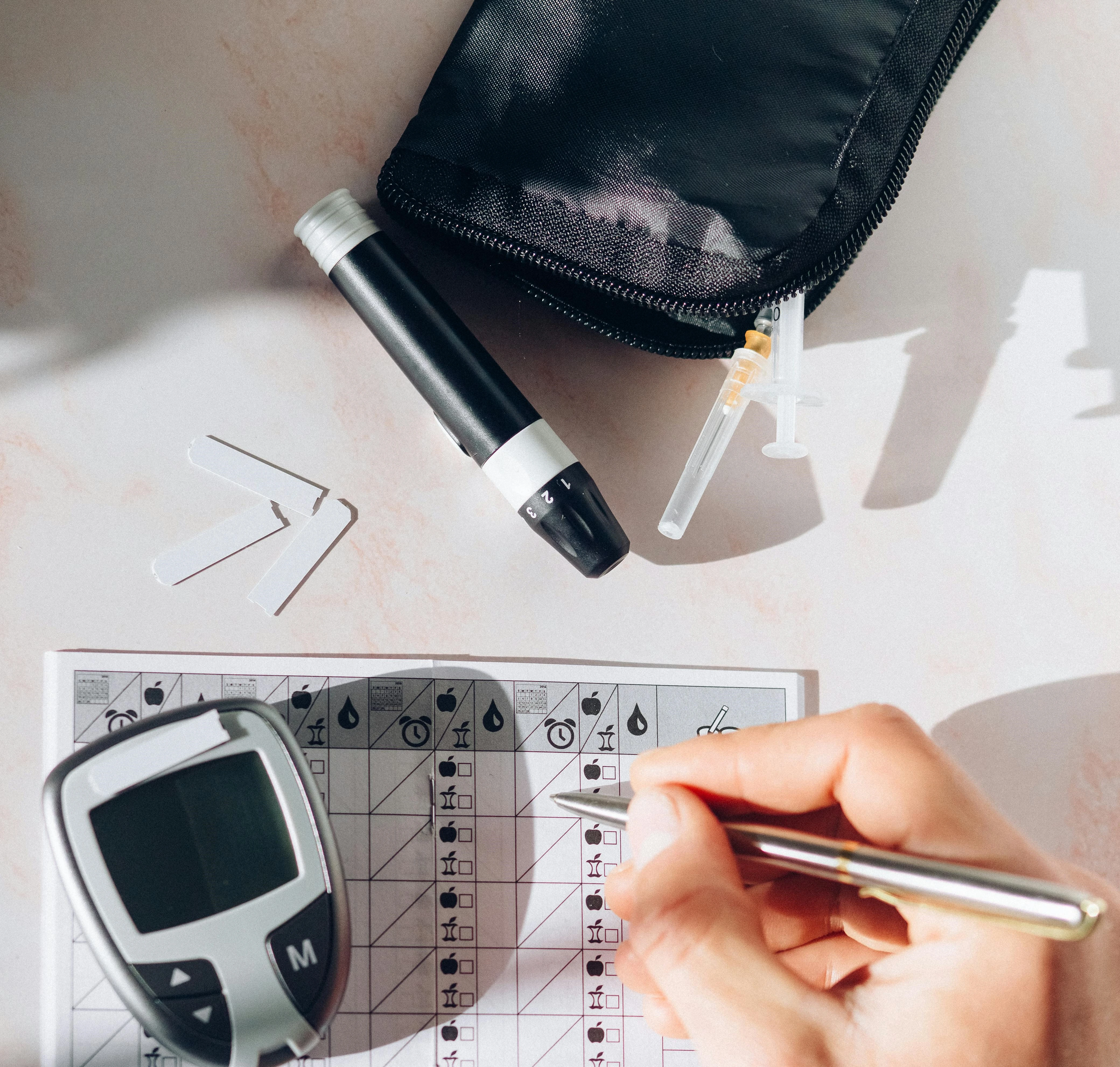 Someone monitors their blood sugar levels