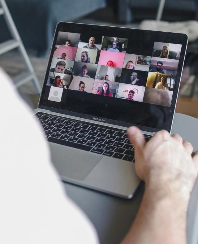 People attend an online learning course