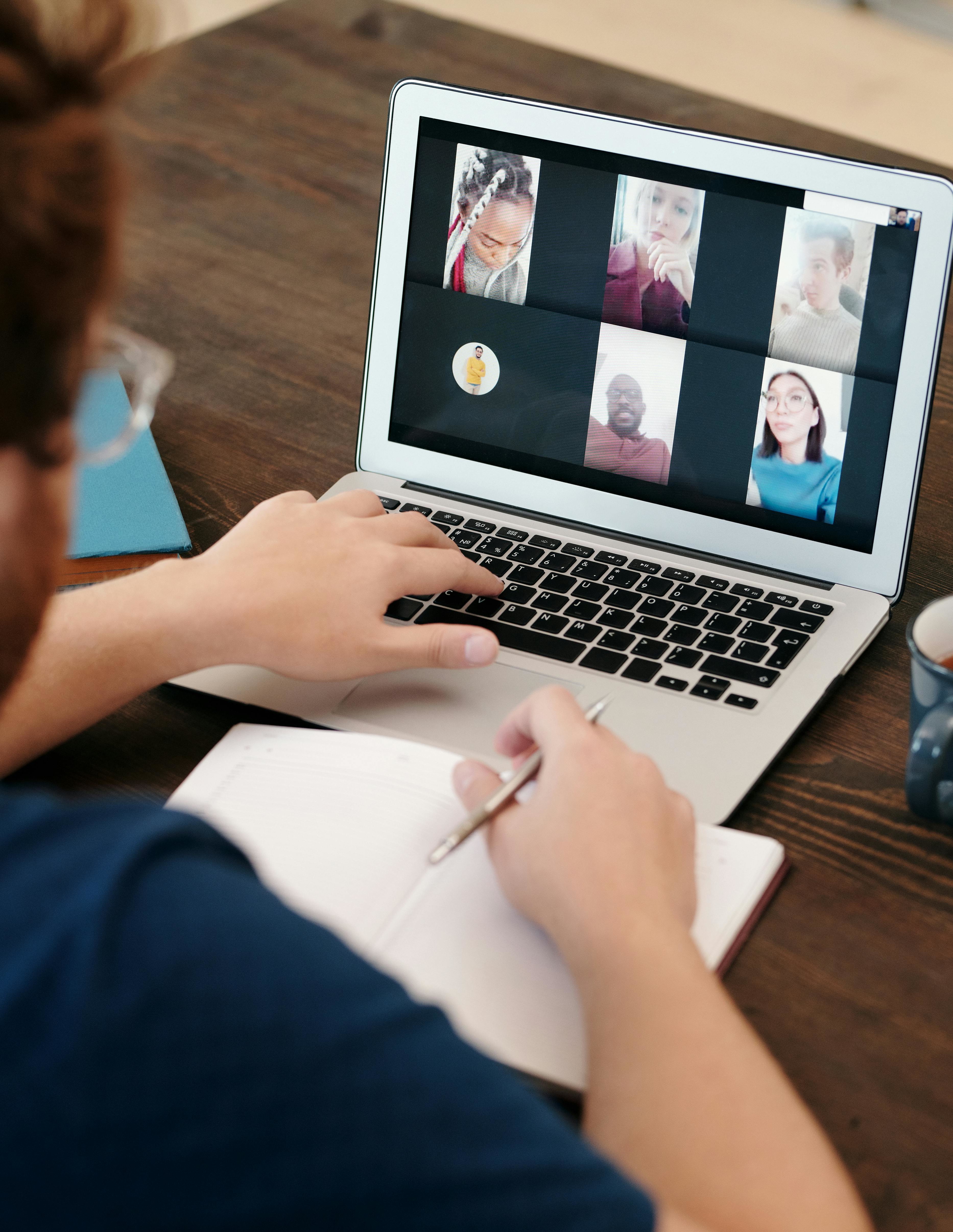 People attend an online course