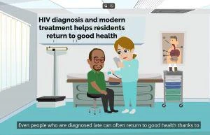 Two people in a medical room, one being supported and reassured about modern treatments to return to good health