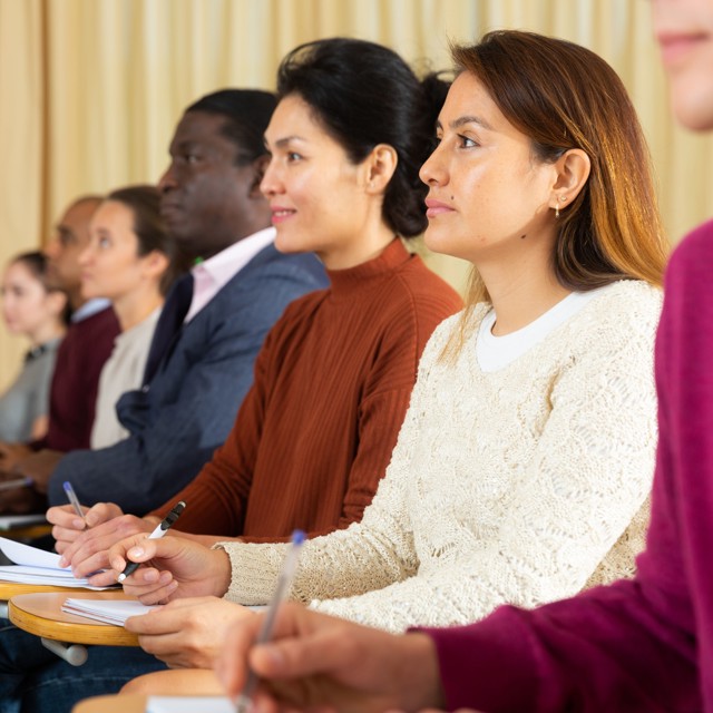 Adult learners in a classroom