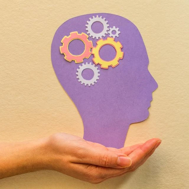 an illustration of a head with cogs representing the mind
