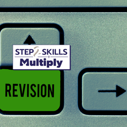 A keyboard with a green Revision button. The Multiply logo is overlaid on the image.