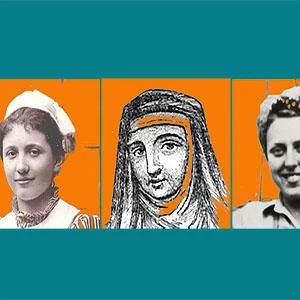 Photos and engravings of women's faces