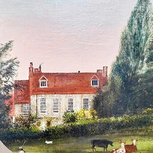 painting of a Victorian farmhouse