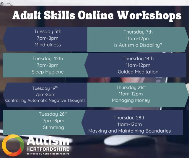 Flyer for the adult skills workshops taking place in May 