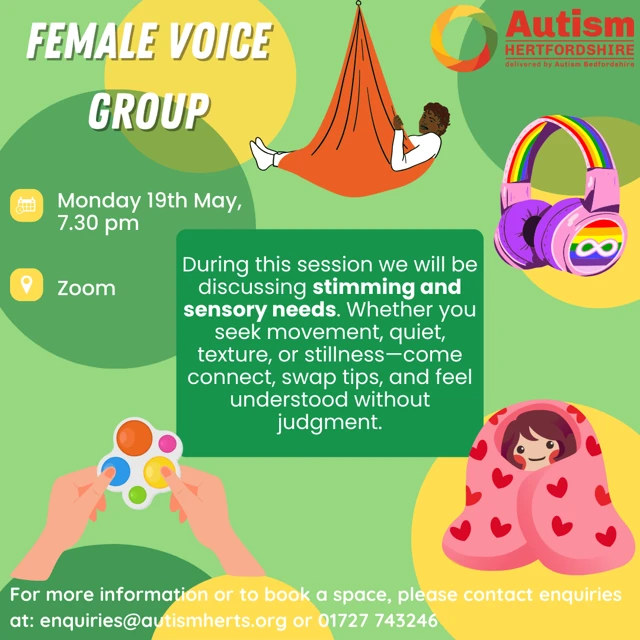 Autism Herts - female voice group flyer
