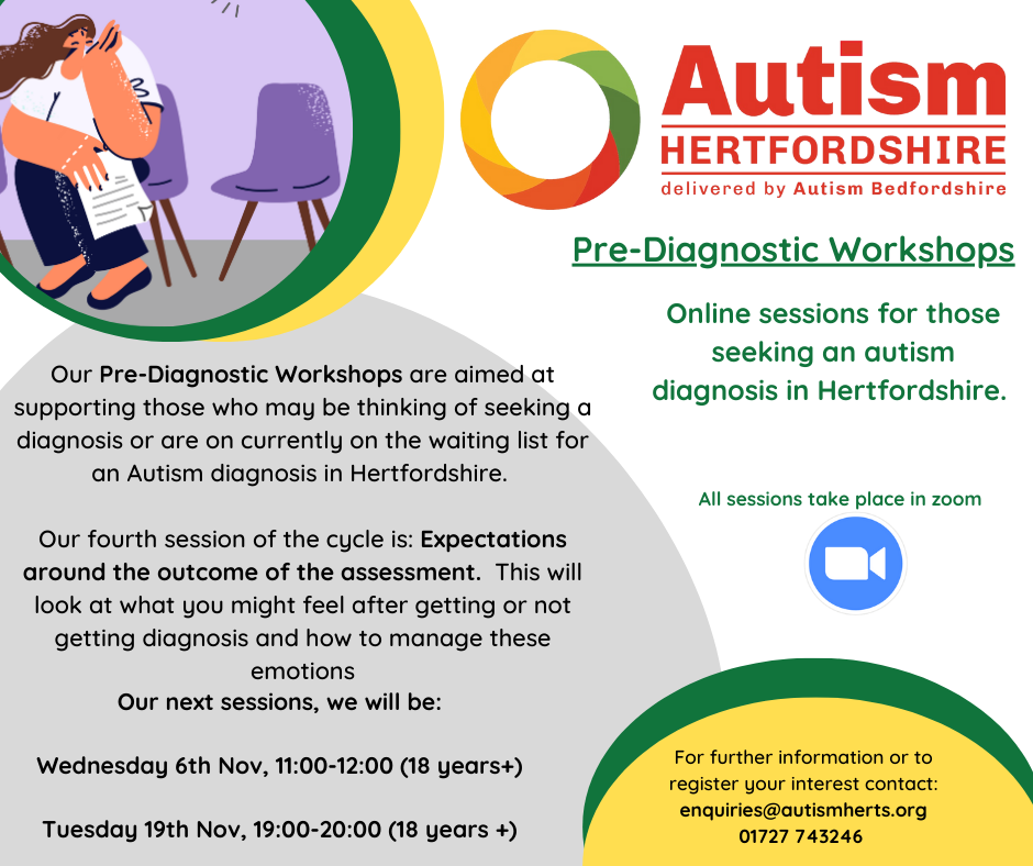 Autism Herts - Prediagnostic Workshops flyer