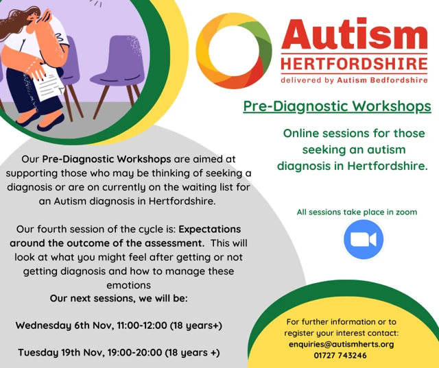 Autism Herts - Prediagnostic Workshops flyer