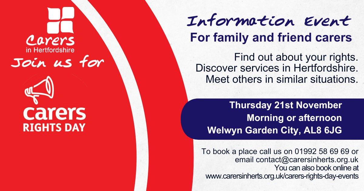 Carers in Herts Info event flyer