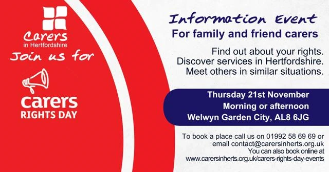 Carers in Herts Info event flyer