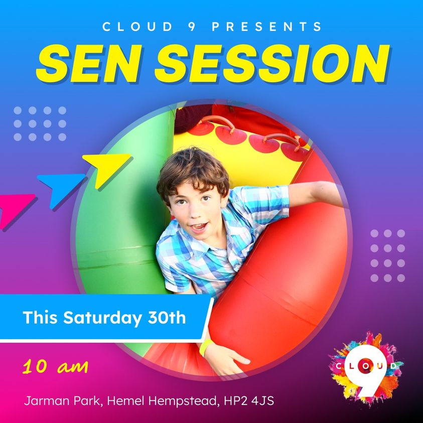 Cloud 9 flyer with image of young boy on inflatable