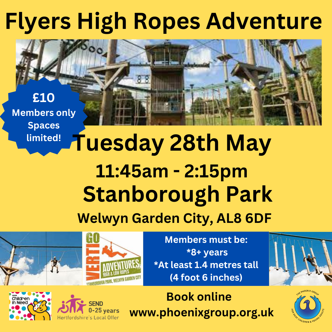 Flyers High Ropes Adventures flyer - Tues 28 May, 11.45 - 2.15pm