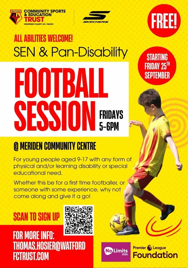 child playing football on event flyer 