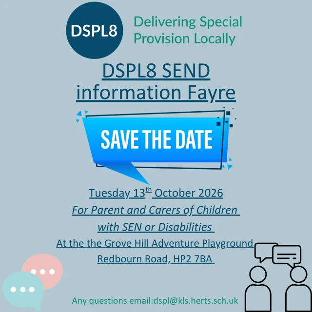 Save the date flyer for DSPL8 SEND Infor Fayre