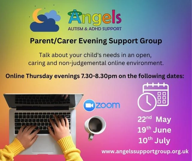 Parent/carer support group flyer with dates