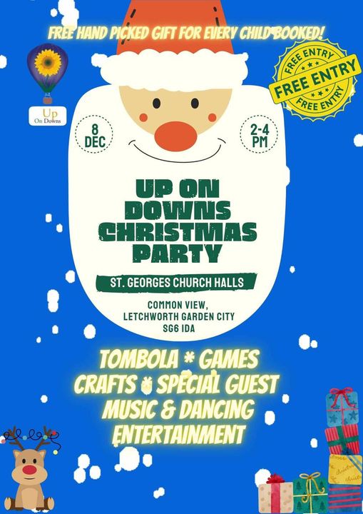 Up on Downs Christmas party flyer
