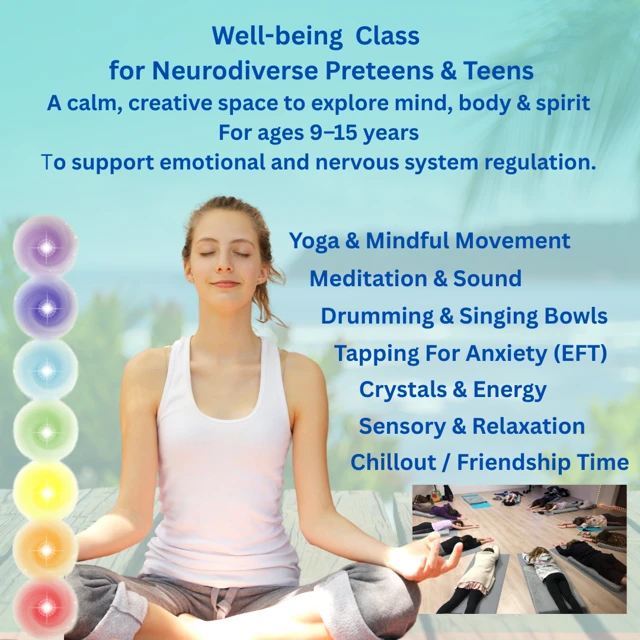 teenage girl adopting yoga position and looking peaceful